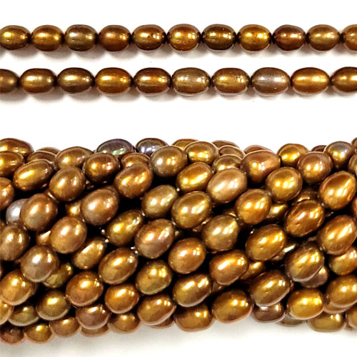 FRESHWATER PEARL RICE 6X7-6X8MM BROWN (10 STRS)